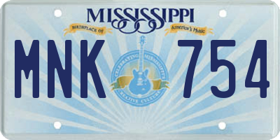MS license plate MNK754