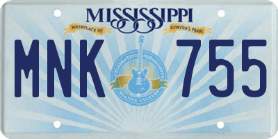 MS license plate MNK755