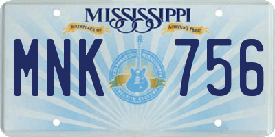 MS license plate MNK756