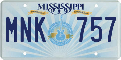 MS license plate MNK757