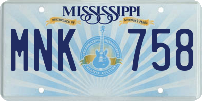 MS license plate MNK758