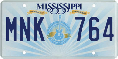 MS license plate MNK764