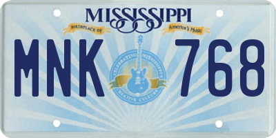 MS license plate MNK768
