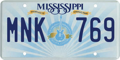 MS license plate MNK769