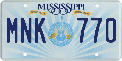 MS license plate MNK770