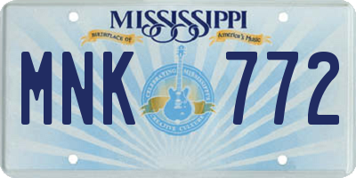 MS license plate MNK772