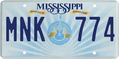 MS license plate MNK774