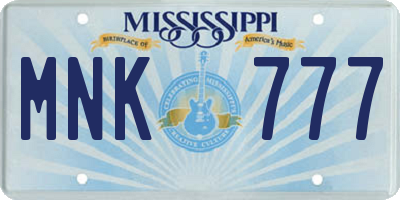 MS license plate MNK777
