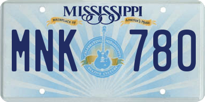MS license plate MNK780
