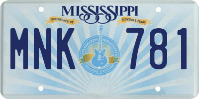MS license plate MNK781