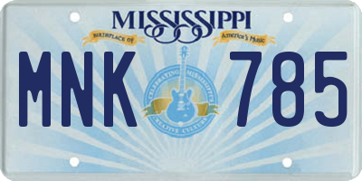 MS license plate MNK785