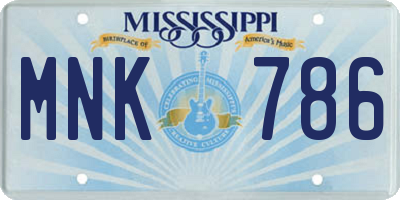 MS license plate MNK786
