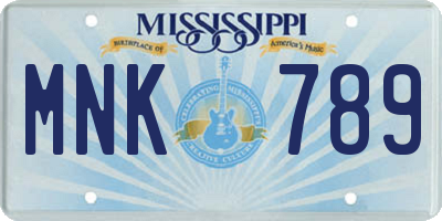 MS license plate MNK789