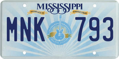 MS license plate MNK793