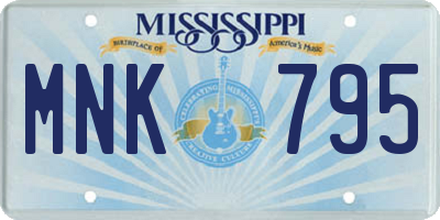 MS license plate MNK795