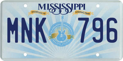 MS license plate MNK796