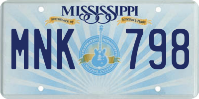 MS license plate MNK798