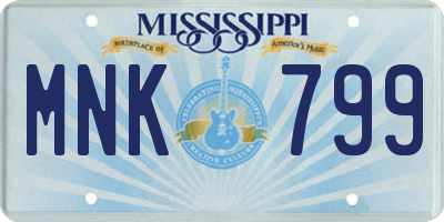 MS license plate MNK799