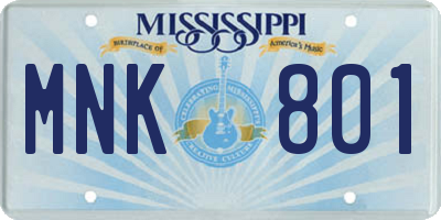 MS license plate MNK801