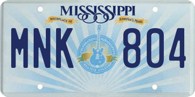 MS license plate MNK804