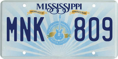 MS license plate MNK809