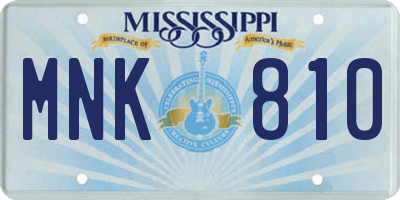 MS license plate MNK810