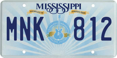 MS license plate MNK812