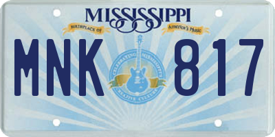 MS license plate MNK817