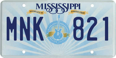 MS license plate MNK821