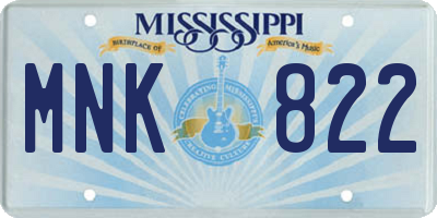 MS license plate MNK822