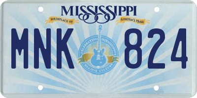 MS license plate MNK824