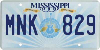 MS license plate MNK829