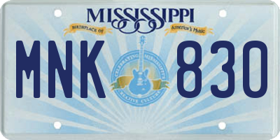 MS license plate MNK830