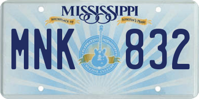 MS license plate MNK832