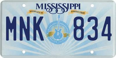 MS license plate MNK834