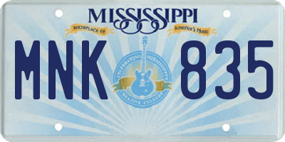 MS license plate MNK835