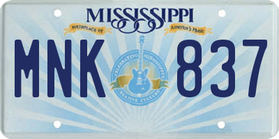 MS license plate MNK837