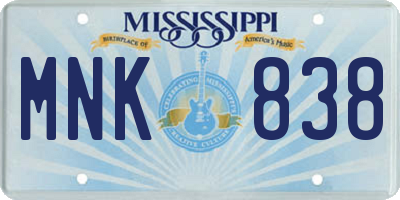 MS license plate MNK838