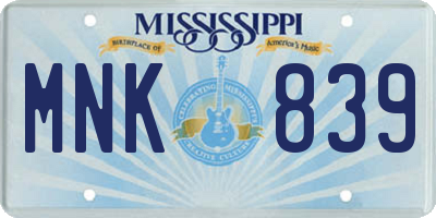 MS license plate MNK839