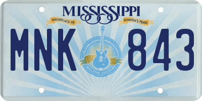 MS license plate MNK843