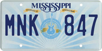 MS license plate MNK847