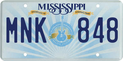 MS license plate MNK848