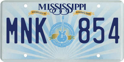 MS license plate MNK854