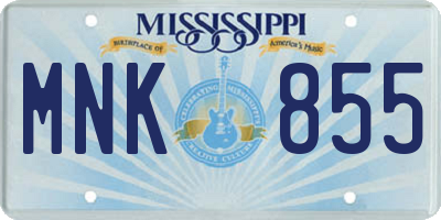 MS license plate MNK855