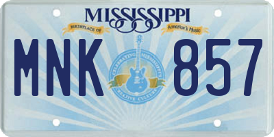MS license plate MNK857
