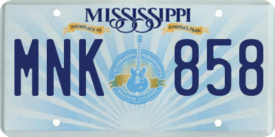 MS license plate MNK858