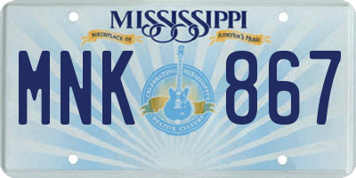 MS license plate MNK867