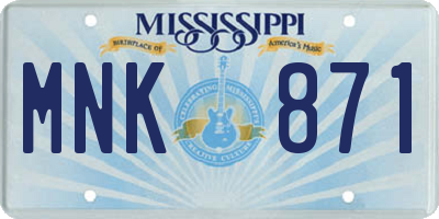 MS license plate MNK871