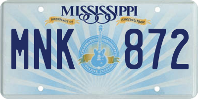 MS license plate MNK872