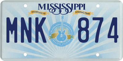 MS license plate MNK874